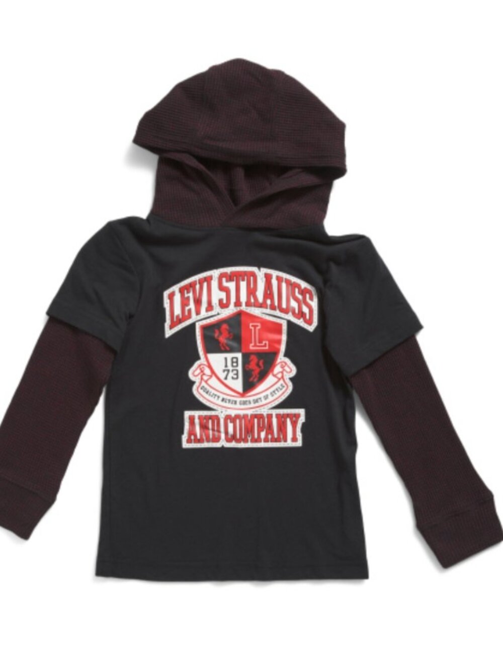 NWT LEVIS Little Boys Twofer Cotton Blend Graphic Long Sleeve Hooded Top